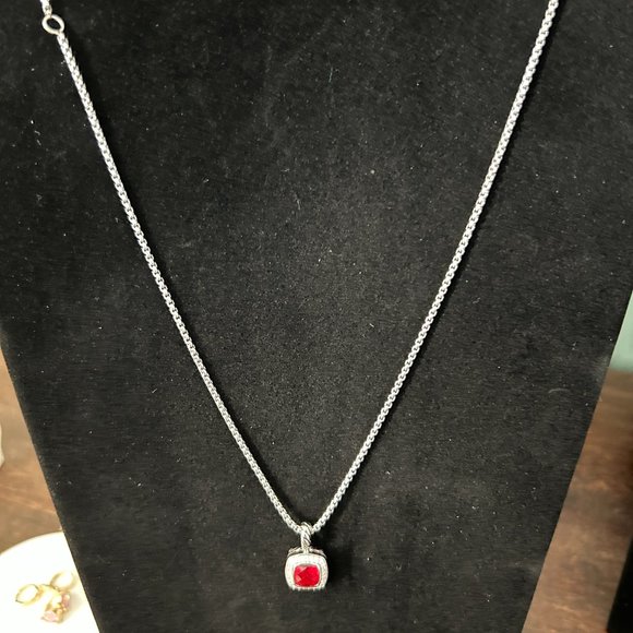 Pendant Necklace in Sterling Silver with Pavé style Cubic Zirconia - Picture 3 of 8